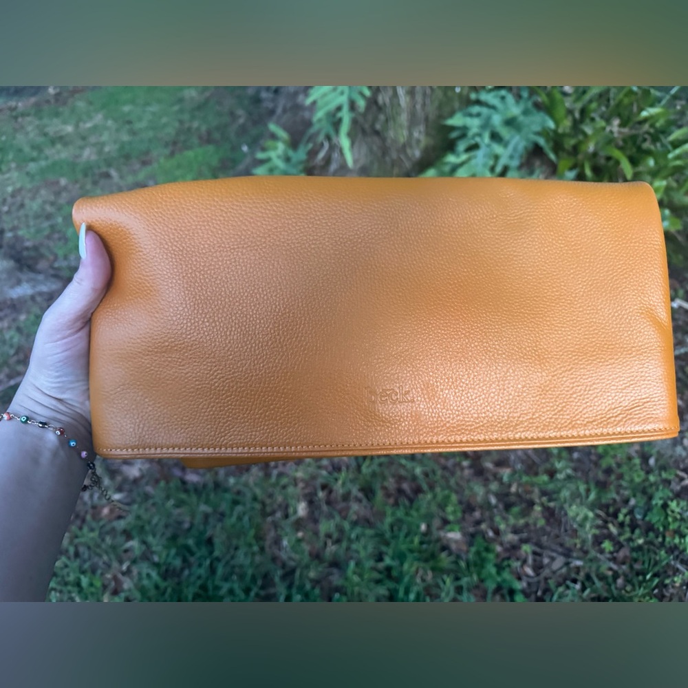 Elegant fall yellow Beck. Cynthia Italian Leather Clutch